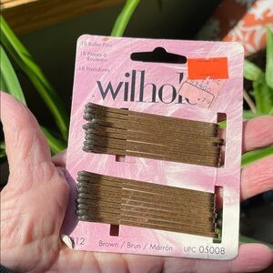 Vtg Wilhold Brown Roller Pins 18 Pins NOS #5812 Hair Styling Bob Bobby Pins